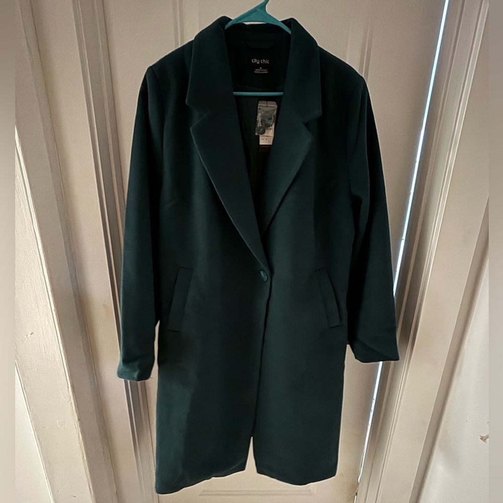 NWT City Chic Effortless Chic Coat in Emerald Green - Picture 4 of 4